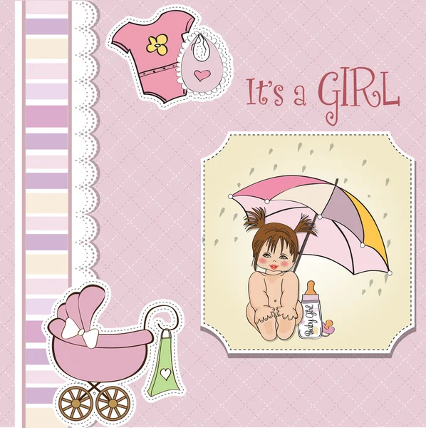 Дитяча дівчинка душова картка — стокове фото