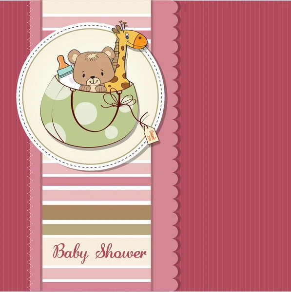 Novo cartão de banho de bebê com brinquedos — Fotografia de Stock