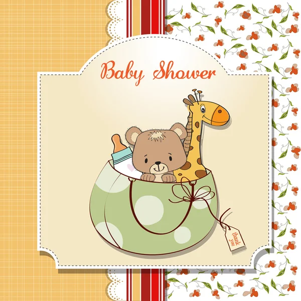 新婴儿洗澡卡与玩具 — 图库照片