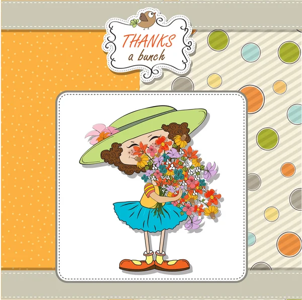Забавная девушка с букетиком цветов — стоковое фото