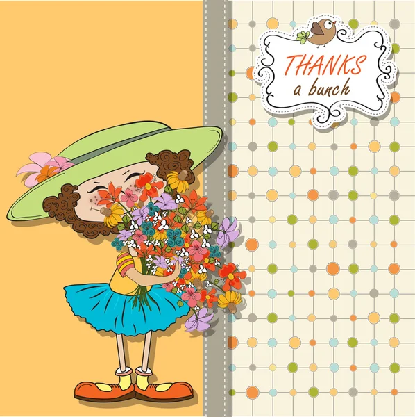 Забавная девушка с букетиком цветов — стоковое фото