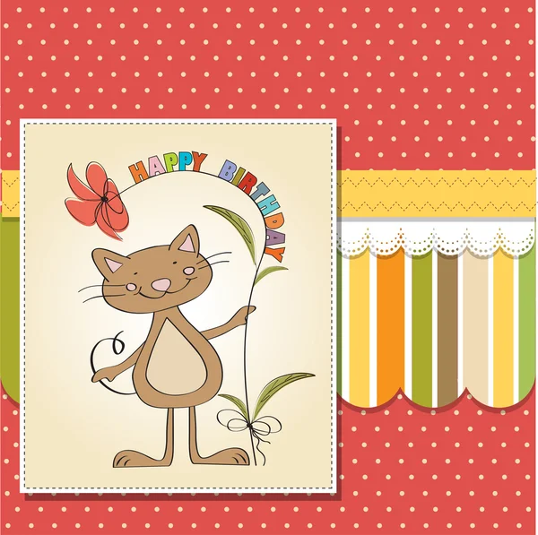 Happy birthday card with cat — Stock Photo, Image