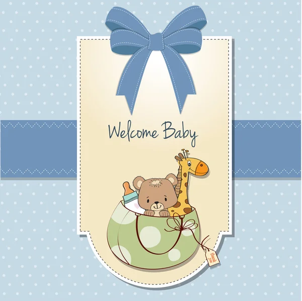 New baby shower card with toys — Stock Photo, Image