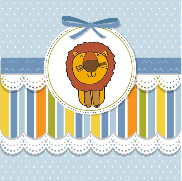 Cartão infantil com leão dos desenhos animados — Fotografia de Stock
