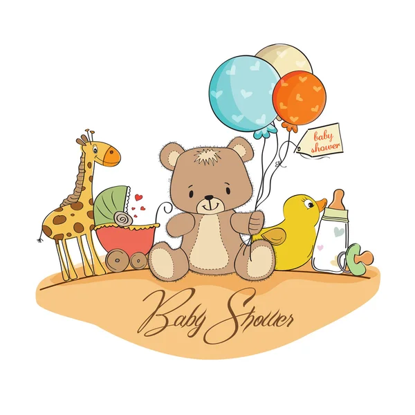 Baby douche kaart met speelgoed — Stockfoto