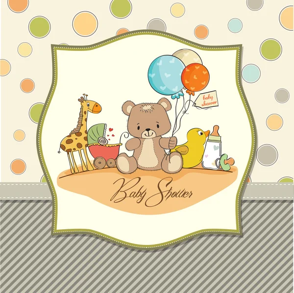 Cartão de chuveiro de bebê com brinquedos — Fotografia de Stock