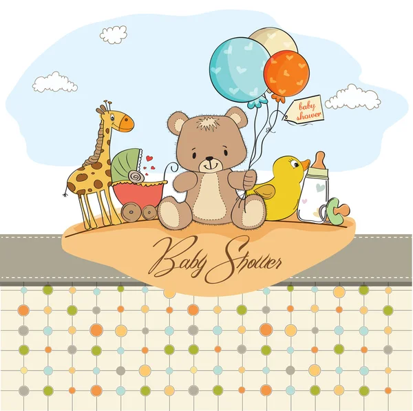 Tarjeta de ducha de bebé con juguetes — Foto de Stock