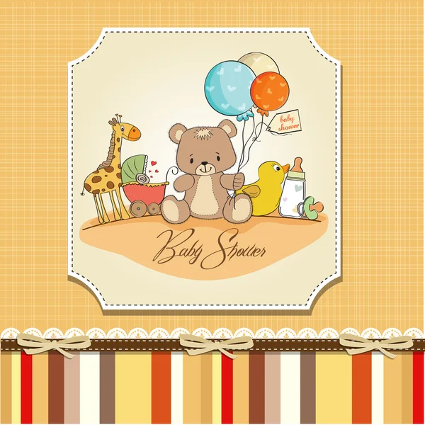 Baby shower card with toys — Stock Photo, Image