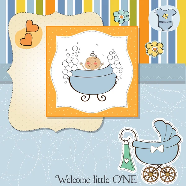 Chlapec sprcha blahopřání k narození dítěte — Stock fotografie