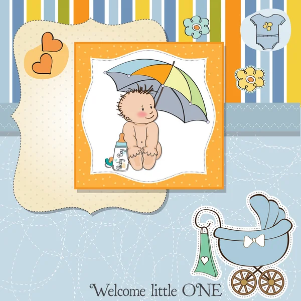 Nieuwe baby jongen douche kaart — Stockfoto
