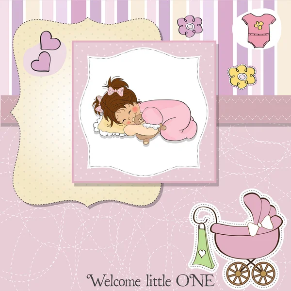 Novo bebê menina chuveiro cartão — Fotografia de Stock