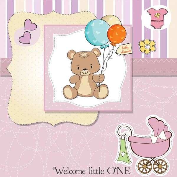 Novo bebê menina chuveiro cartão — Fotografia de Stock