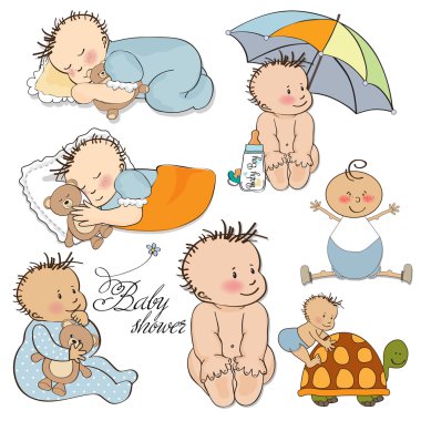 Baby boy set isolated on white background clipart