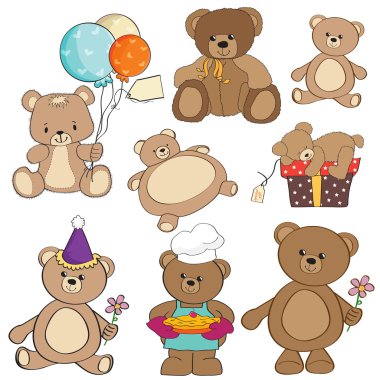 different teddy bears items clipart