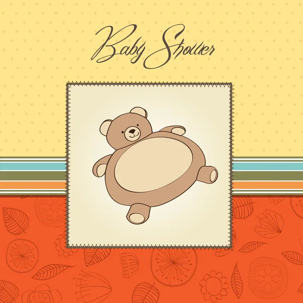 Cartão de banho de bebê com pelúcia — Fotografia de Stock