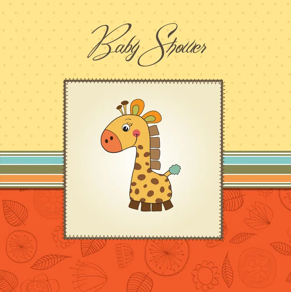 Nuova scheda di annuncio bambino con giraffa — Foto Stock
