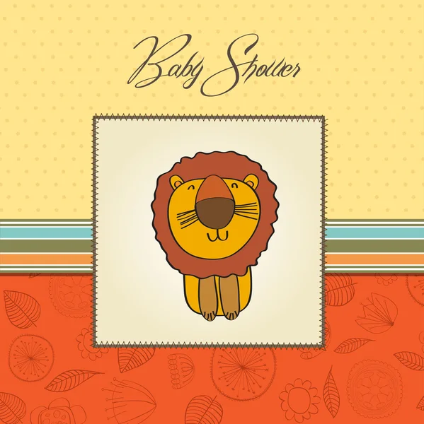 Carte de douche de bébé enfantin avec lion de dessin animé — Photo
