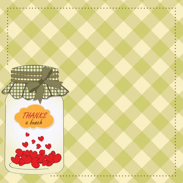 Carte de vœux avec cœur branché dans le bocal — Photo