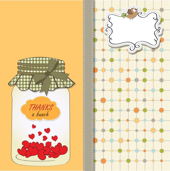 Thank you greeting card with hearts plugged into the jar — Stock Photo, Image