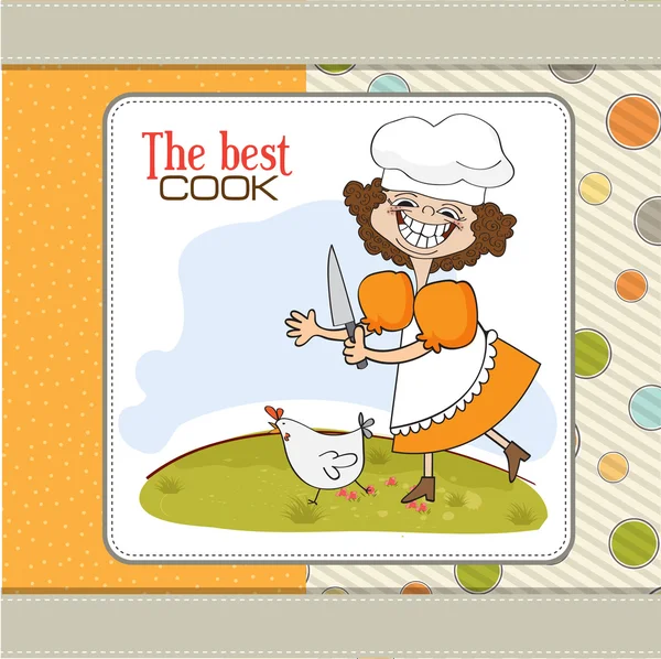 Nejlepší kuchařský certifikát s vtipným kuchařem, který provozuje kuře — Stock fotografie