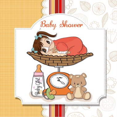 Baby girl weighed on the scale clipart