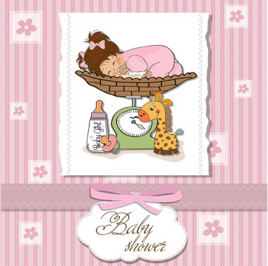 Little baby girl on scale clipart