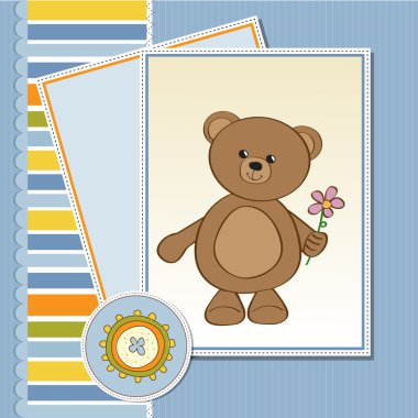 oyuncak ayı ve çiçek özelleştirilebilir kutlu olsun kartı
