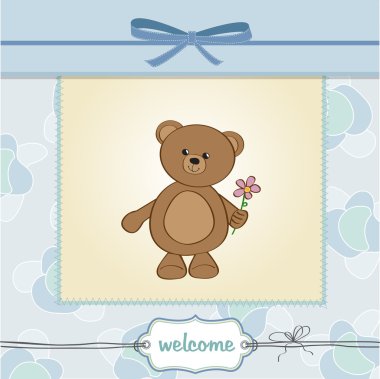 oyuncak ayı ve çiçek özelleştirilebilir kutlu olsun kartı