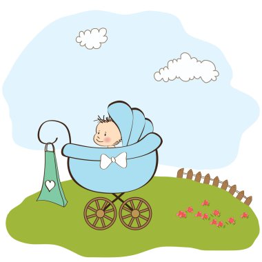 Bebek ve bebek arabalı bebek anonsu kartı