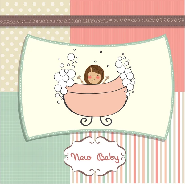 Baby girl announcement card — Stock Photo, Image