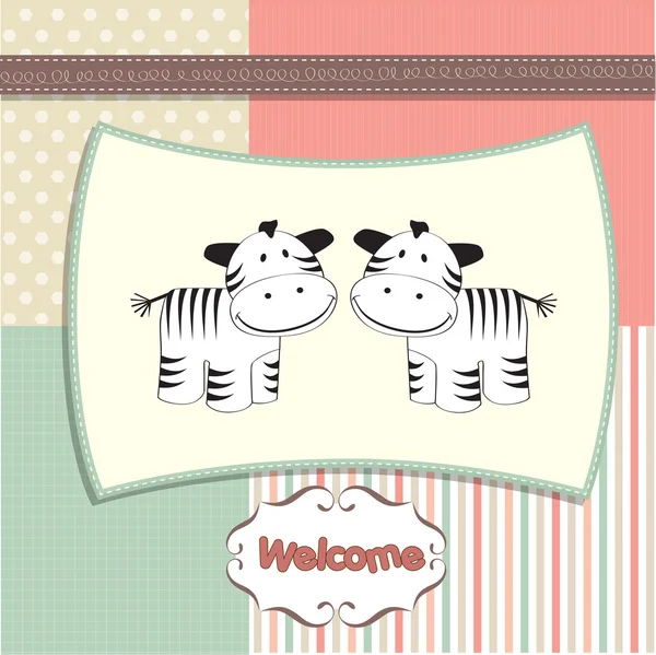 Cartão bonito do chuveiro do bebê com zebras — Fotografia de Stock