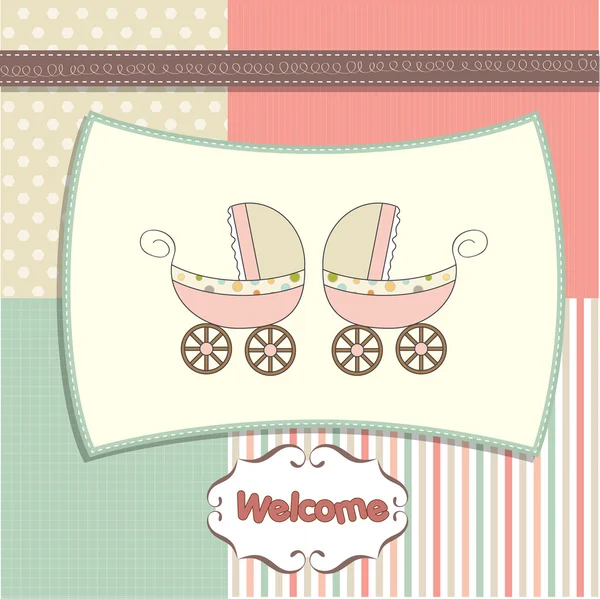 Cartão de anúncio de chá de bebê com prams — Fotografia de Stock