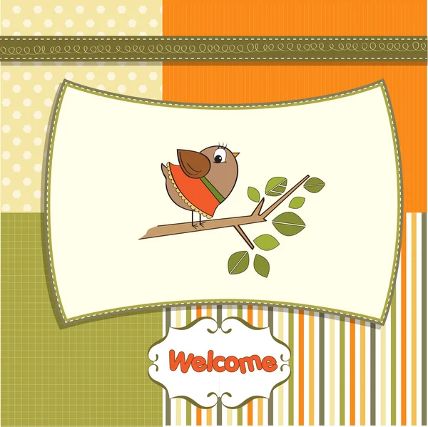 Cartão de saudação com pássaro — Fotografia de Stock
