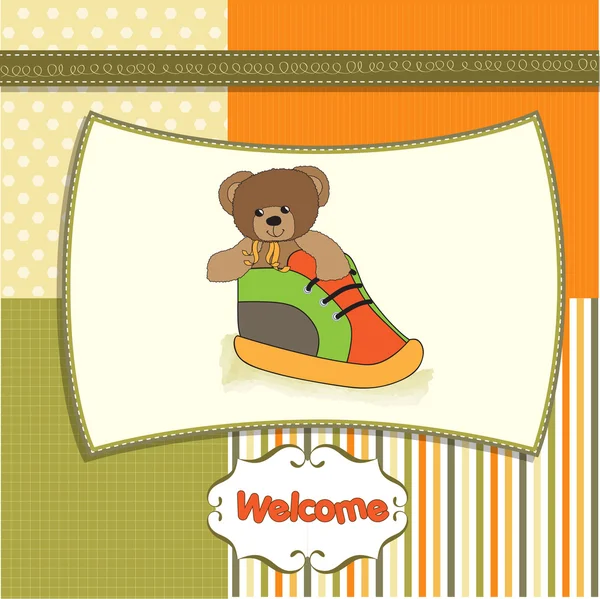 Cartão de saudação com ursinho de pelúcia — Fotografia de Stock