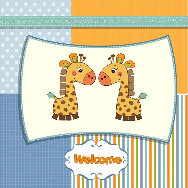 Cartão de saudação com girafas — Fotografia de Stock