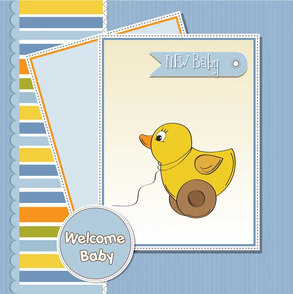 ようこそアヒルのおもちゃの赤ちゃんカード — ストック写真