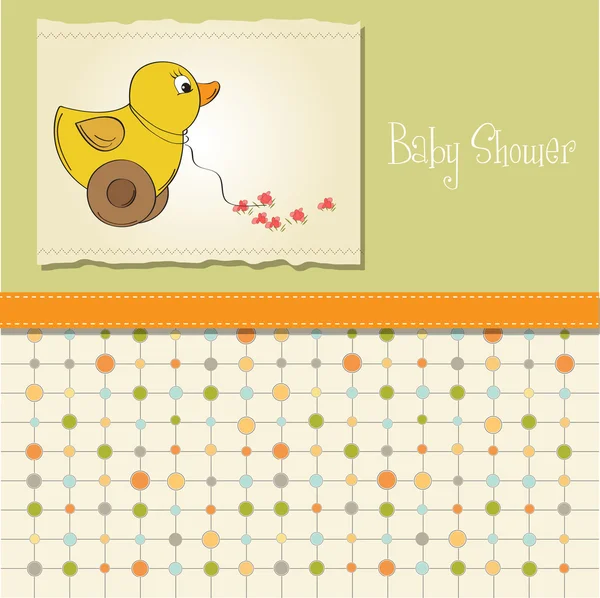 Menyambut kartu bayi dengan mainan bebek — Stok Foto