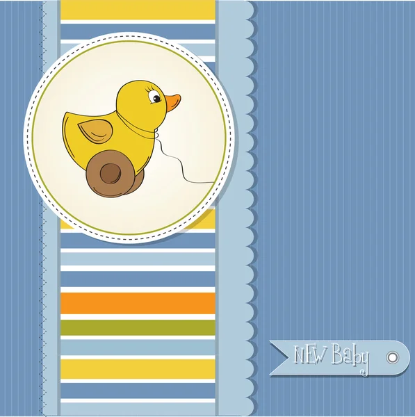 Welkom baby kaart met eendenspeelgoed — Stockfoto