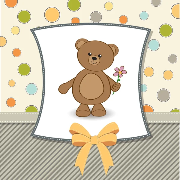 Carte d'anniversaire personnalisable avec ours en peluche et fleur — Photo
