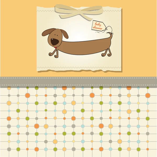 長い犬と面白い赤ちゃんシャワーカード — ストック写真