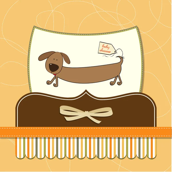 Funny baby shower card with long dog — Stock Photo, Image