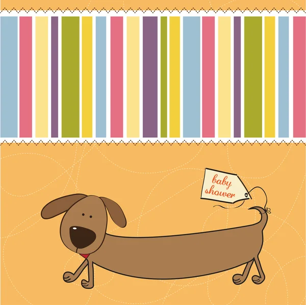 Lustige Babyduschkarte mit langem Hund — Stockfoto