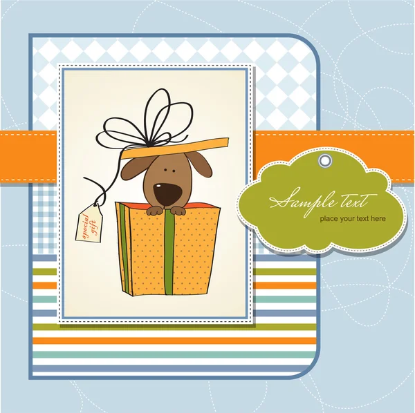 Lindo perro en una caja de regalo — Foto de Stock