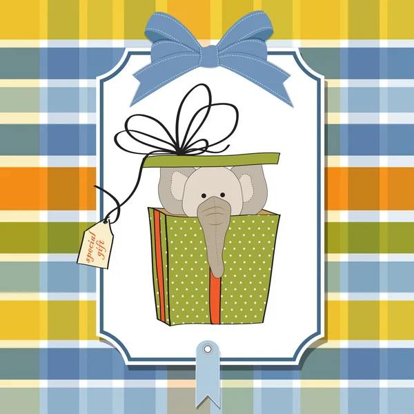 Cute elephant bear in a gift box — Stock Photo, Image