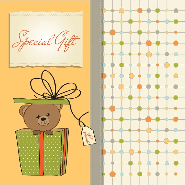 Cute teddy bear in een doos van de gift — Stockfoto