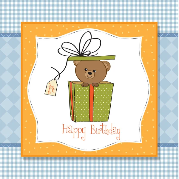 Cute teddy bear in a gift box — Stock Photo, Image