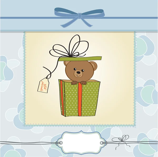 Cute teddy bear in een doos van de gift — Stockfoto