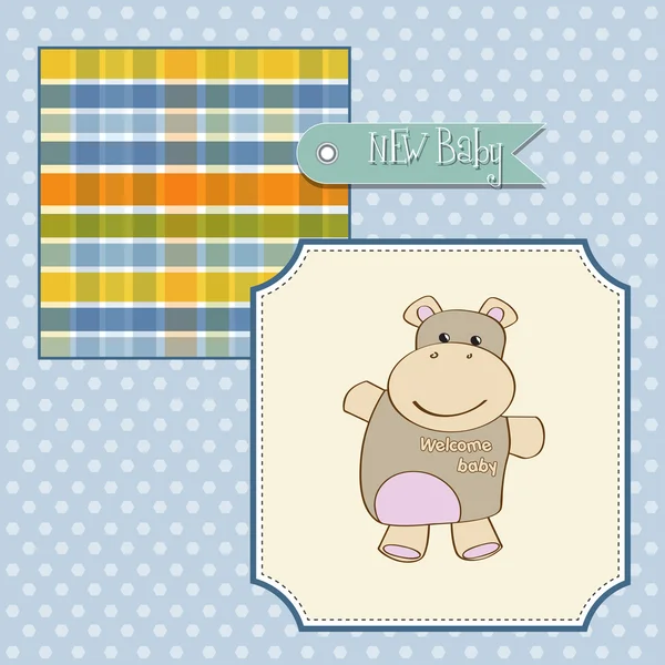 Tarjeta de ducha de bebé infantil con juguete hipopótamo — Foto de Stock