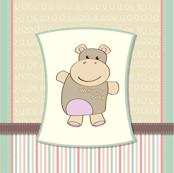 Childish baby shower card with hippo toy — Stock Photo, Image