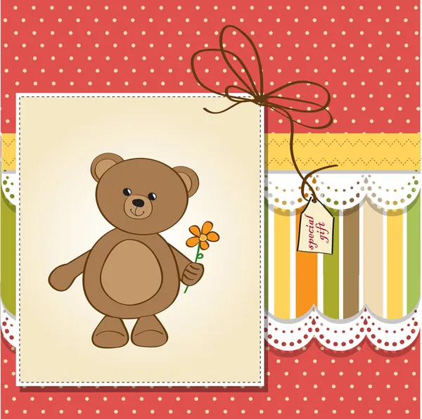 귀여운 곰 인형 이 있는 베이비 샤워 카드 — 스톡 사진
